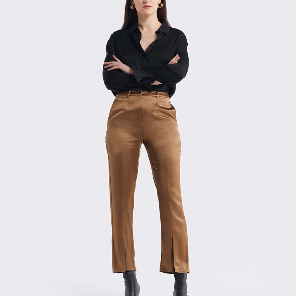 Lattelier Silk Slit Front cropped trouser pants